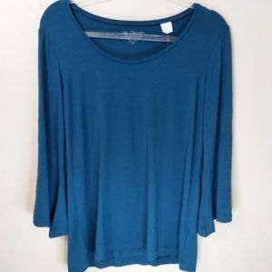 Chico's Flutter Tab Top Aviator Blue Green Size 8